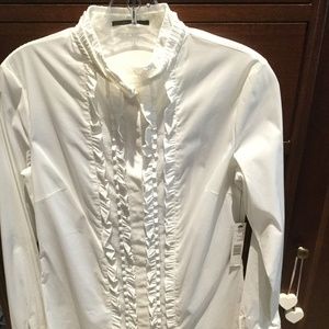 Elie Tahari White fitted blouse, size S